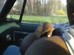 RefleXXX presents: Black bbw with big tits sucking dick in a car.