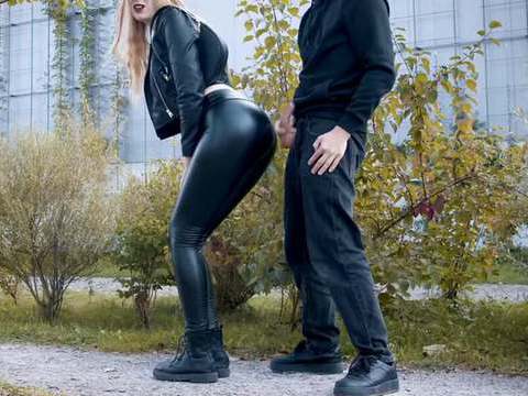 RefleXXX presents: He cums on my latex leggings in public! - clothedpleasures