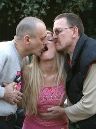 RefleXXX presents: Petite blonde teenie girl enjoying two old biker penises