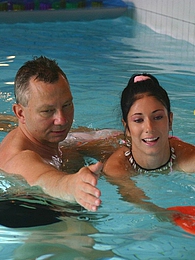 RefleXXX presents: Brunette teenage beauty fucked by a horny swim teaching paps