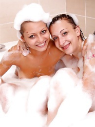RefleXXX presents: Naughty sexy young chicks taking a hot bubble bath together