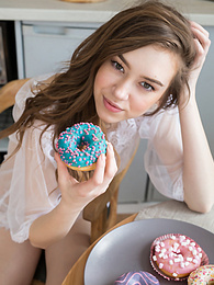 RefleXXX presents: If you are a fan of skinny girls, check out how this cute little doll poses and teases totally naked in the kitchen.