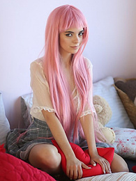 RefleXXX presents: Teen sweetheart with a long pink hair gets nude and flashes her gorgeous breasts and pussy