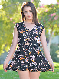 RefleXXX presents: Svelte american dark-haired teen Kylie Quinn in shorts toys her twat outdoor